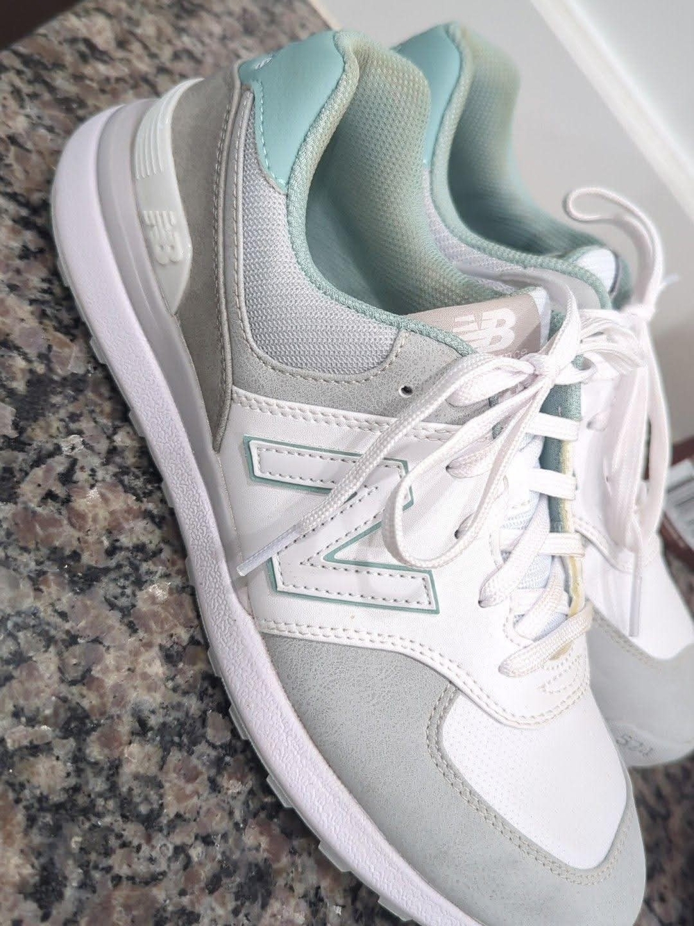 New Balance Women's Sneakers in White and Mint GOLF SHOES